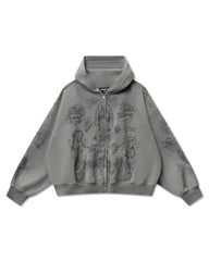 Righteous Mother of Mercy Zip Up Hoodie Dark Grey