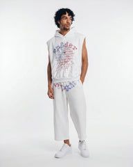 Sp5der Rhinestone OG Web Long Shorts White