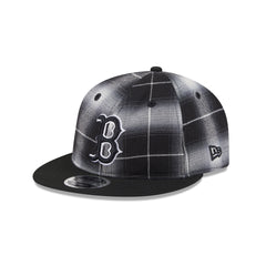 Boston Red Sox Black and White Plaid Retro Crown 9FIFTY Snapback Hat