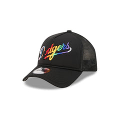 Los Angeles Dodgers Rainbow Wordmark 9FORTY A-Frame Trucker Hat