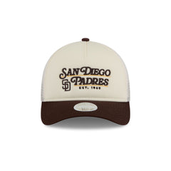 San Diego Padres Retro Chrome Women's White 9FORTY M-Crown A-Frame Trucker Hat