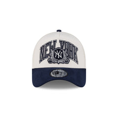 New York Yankees Navy Wordmark Suede 9FORTY A-Frame Snapback Hat