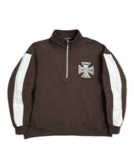 Mixed Emotions Quarter Zip Up Jacket Brown