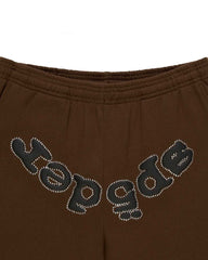 Sp5der OG Web Rhinestone Sweatpants Brown